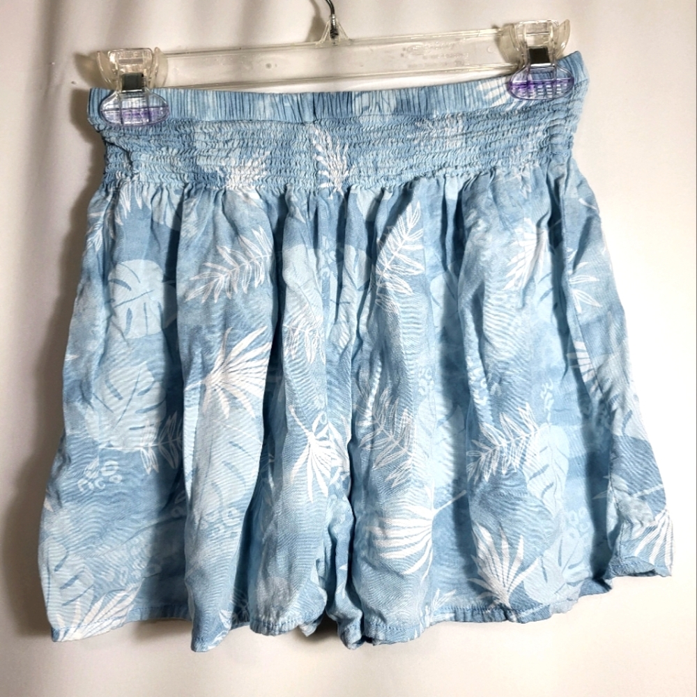 lotus & luna blue & white paperbag handmade shorts   women's S  #1727